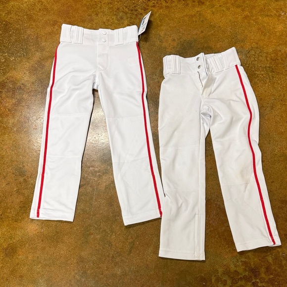 Kids White Baseball Pants with Red Stripe Sz XS - Picture 1 of 1